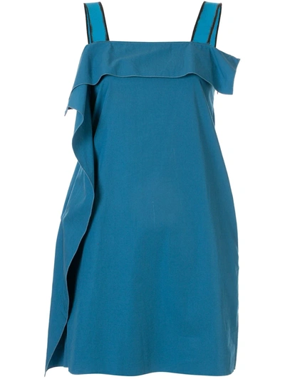 Pre-owned Bottega Veneta Flap Detail Mini Dress In Blue
