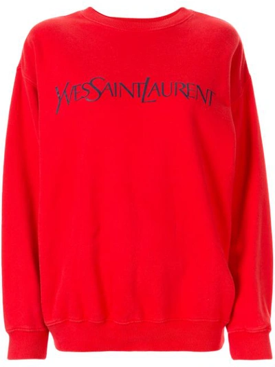 Pre-owned Saint Laurent Logo Print Sweatshirt In Orange