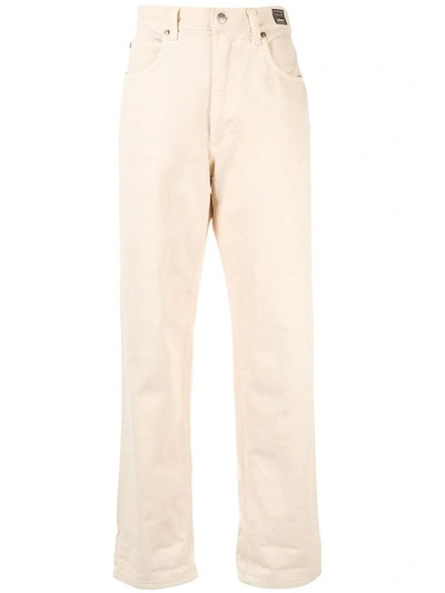 Pre-owned Versace High Rise Straight-fit Jeans In Neutrals