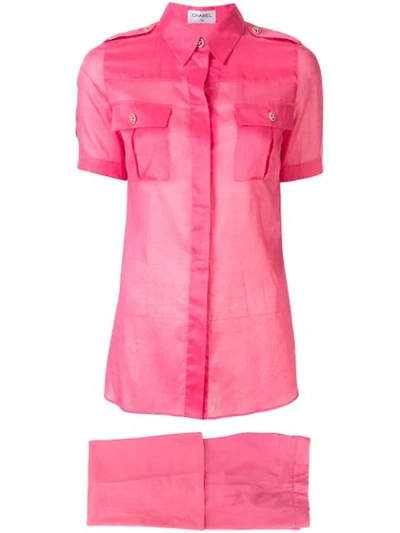 Pre-owned Chanel Military Two-piece Suit In Pink