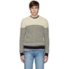 Saint Laurent Chunky Knit Striped Jumper In Grey