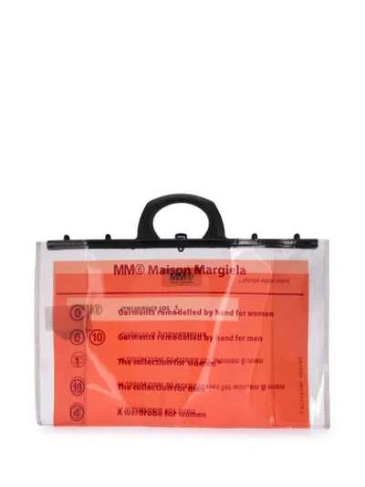 Mm6 Maison Margiela Pvc Document Logo Bag In Transparent Orange White
