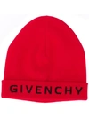 Givenchy Berretto In Cotone E Cashmere Con Logo In Red