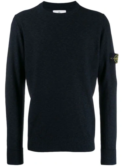 Stone Island Logo Cotton Sweatshirt In Blue