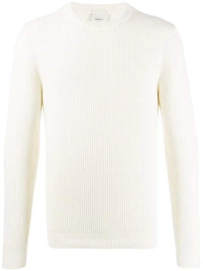 Leqarant Ribbed Knit Crew Neck Jumper In White