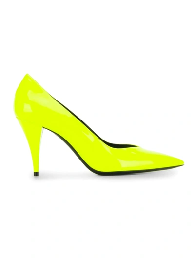 Saint Laurent Kiki Pointy Toe Pump In Fluo Yellow