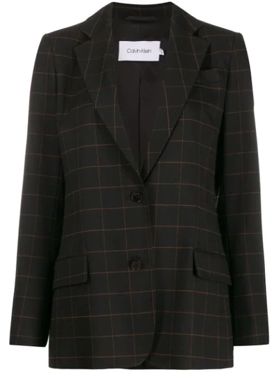 Calvin Klein Grid Print Blazer In Black