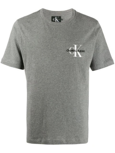 Calvin Klein Jeans Est.1978 Embroidered Logo T-shirt In Grey