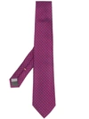 Canali Micro Floral Print Tie In Red