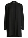 Eileen Fisher Simple Longline Merino Wool Cardigan Sweater In Black