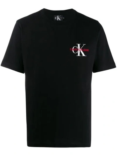 Calvin Klein Jeans Est.1978 Embroidered Logo T-shirt In Black