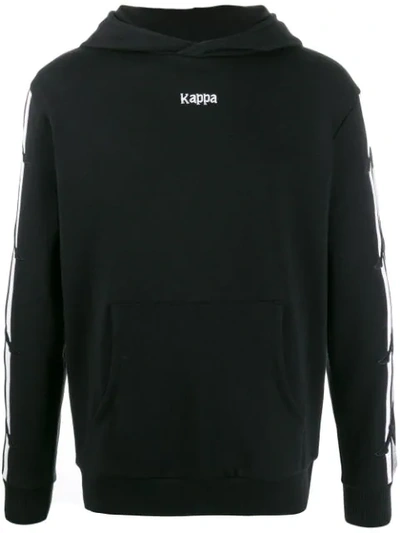 Kappa Logo Stripe Hoodie In Black
