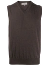 Canali V-neck Knitted Vest In Brown