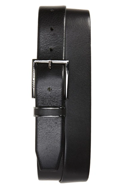 Hugo Boss Canzion Leather Belt In Black