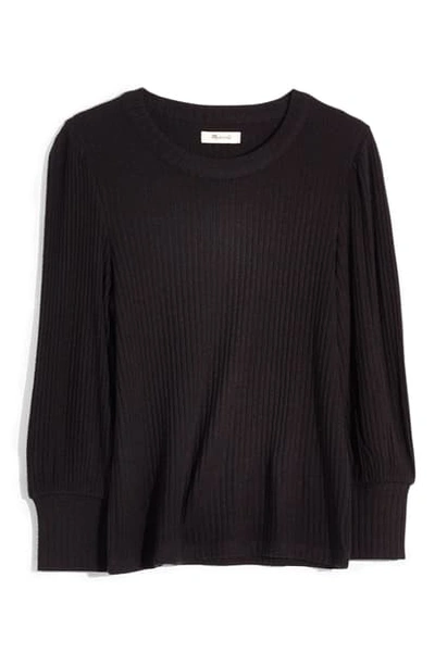 Madewell Bubble Sleeve Swing Turtleneck Top In True Black