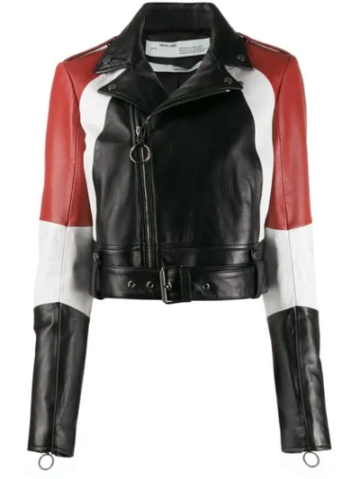 Off-white Paneled Motorbike Jacket In Black No Color