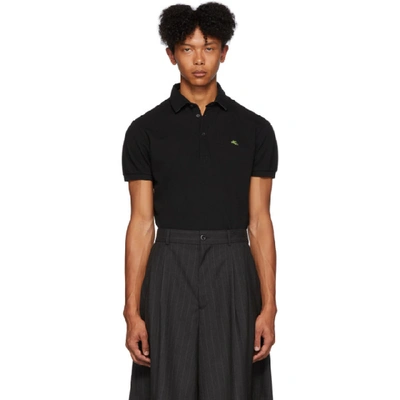 Etro Logo Embroidered Polo Shirt In 0001 Black