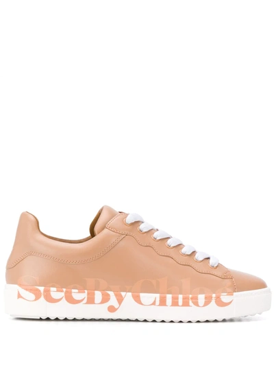 See By Chloé Essie Logo Leather Sneakers In Pink