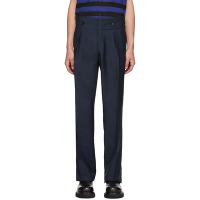 Lanvin Navy High-waisted Trousers In 29 Navyblue