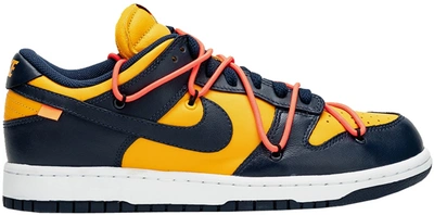 Pre-owned Nike  Dunk Low Off-white University Gold Midnight Navy In University Gold/midnight Navy-white