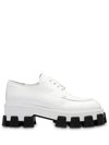 Prada Chunky Patent Lace-up Shoes In White