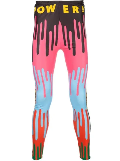 Walter Van Beirendonck Dripping Monster Bike Leggings In Black ,pink