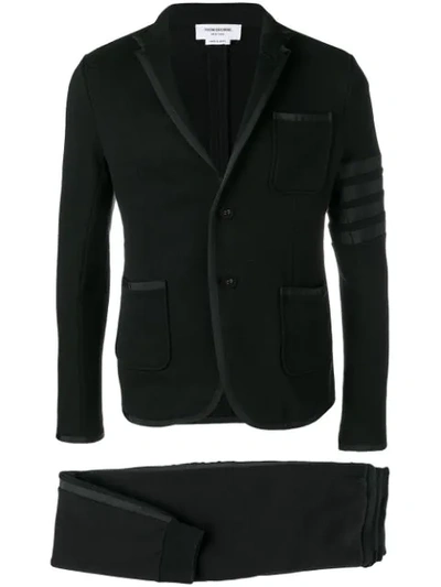 Thom Browne 4-bar Loopback Jersey Suit In Black