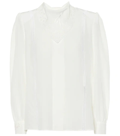 Fendi Logo Embroidered Neckerchief Blouse In White