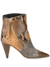 Isabel Marant Latts Paneled Snake-effect Leather Ankle Boots In Grey