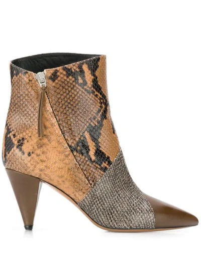 Isabel Marant Latts Paneled Snake-effect Leather Ankle Boots In Grey