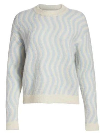 Rachel Comey Powers Wavy Stripe Alpaca Sweater In Sky Blue Ivory