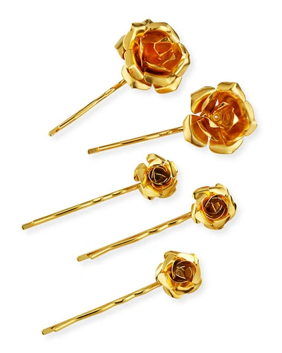 Epona Valley Field Of Roses Bobby Pin Set In Gold