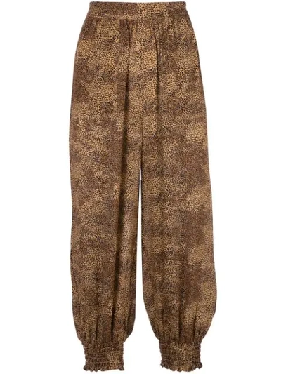Nicholas Dotted Print Cropped Trousers In Brown