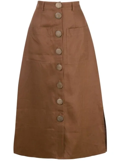 Nicholas Stitched Panel Skirt In Brown
