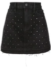 Frame Le Mini Embellished Denim Skirt In Black