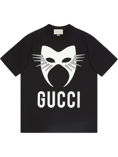 Gucci Mask Printed Heavy Cotton T-shirt In Black