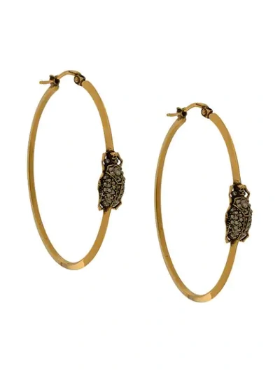 Alexander Mcqueen Gold-tone Crystal Beetle Hoop Earrings