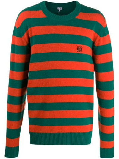 Loewe Striped Wool & Cashmere Knit Sweater In 4109 Grnora