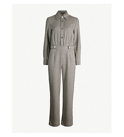 Maje Houndstooth-print Woven Jumpsuit In Gray
