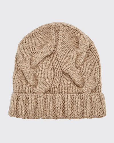 Loro Piana Chunky Knit Cashmere Beanie Hat In 50fu Gaia Stone