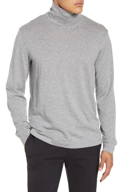 Theory Men's Solid Long-sleeve Funnel-neck T-shirt In Grey Melange