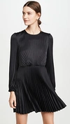 A.l.c Tavi Pleated Long-sleeve Short Dress In Black