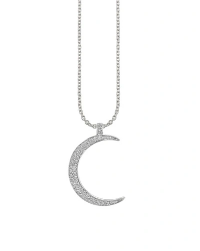 Sydney Evan 14k Medium Diamond Pave Crescent Moon Necklace