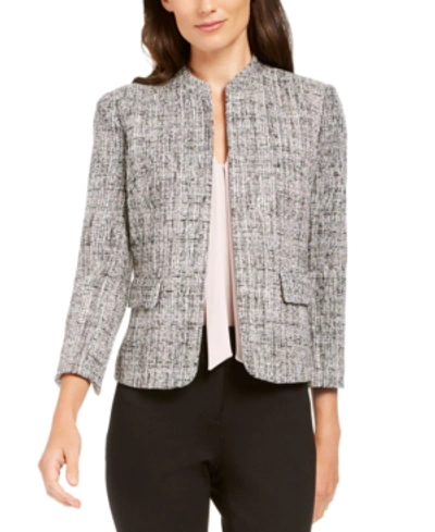 Anne Klein Ann Klein Tweed Mandarin-collar Jacket In Anne Black/ballet Combo