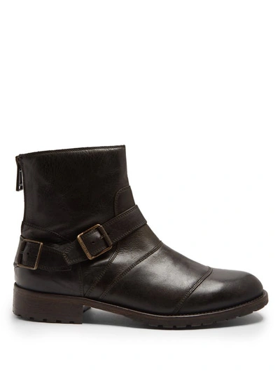 Belstaff Trialmaster Waxed Leather Short Boots In Black