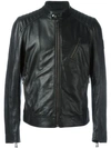 Belstaff Lambskin Leather Racer Jacket In Black