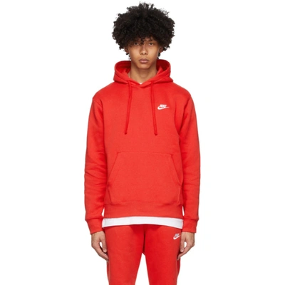 Nike Men's Sportswear Club Fleece Pullover Hoodie In University Red/white