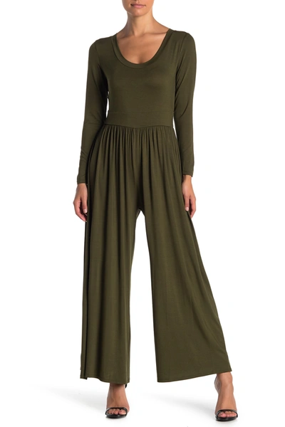 West Kei Knit Scoop Neck Jumpsuit (petite) In Olive