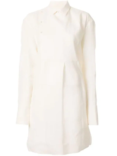 Jil Sander Side Button Shirt In White