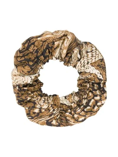 Ganni Printed Cotton Poplin Scrunchie In 177 Tigers Eye